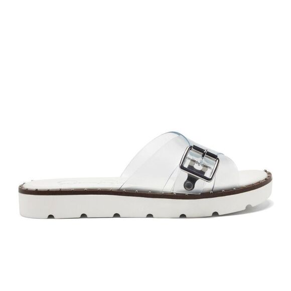 Jessica Simpson Sandals Size 8.5 Open Toe Clear Slides With‎ Buckle Detail - Picture 1 of 9
